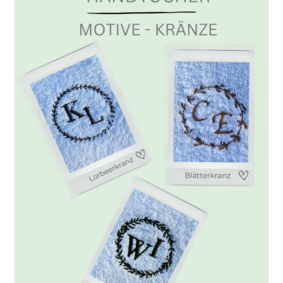 Kranzarten auf Frottierware gestickt
