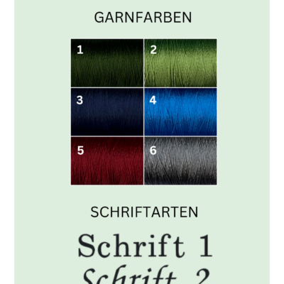 Geschirrtücher Garnfarbe und Schriftart