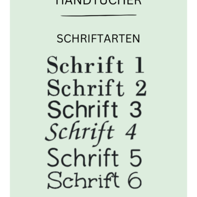 Handtücher Schriftarten 1-6