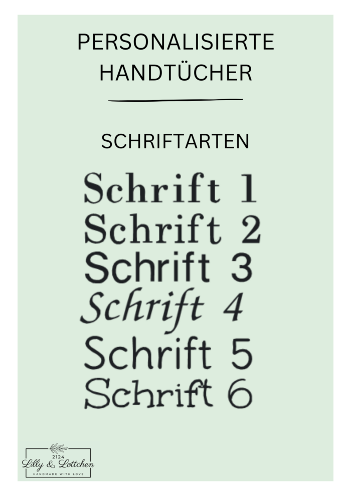 Handtücher Schriftarten 1-6
