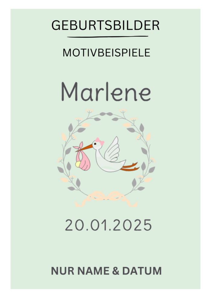Stickbild Geburt Name und Datum