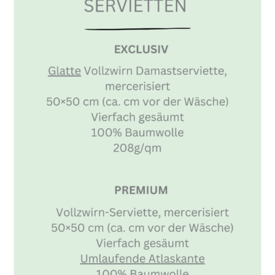 Unterschiede Premium und Exklusiv Servietten