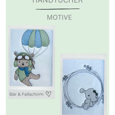 Motiv Bär und Ballon und Elefant im Kranz