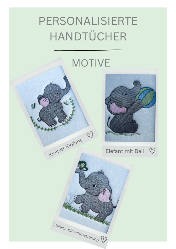 Motiv Elefanten mit Ball, Schmetterling und Kranz